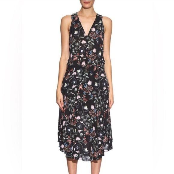 A.L.C. Costello Black Floral Sleeveless Dress Size 4 - Picture 1 of 11